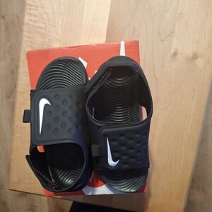 Nike Kids Black and White Slide Sandals